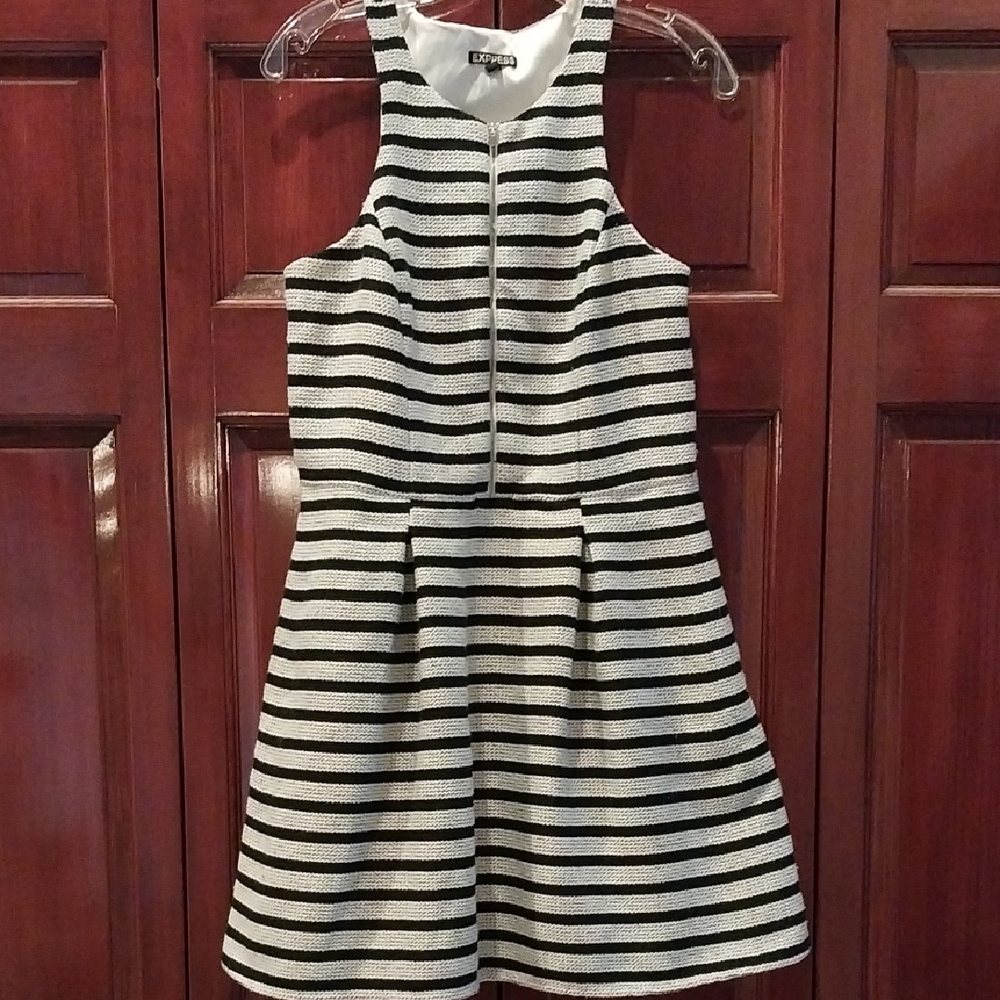 Stylish Black and White Striped Mini Dress